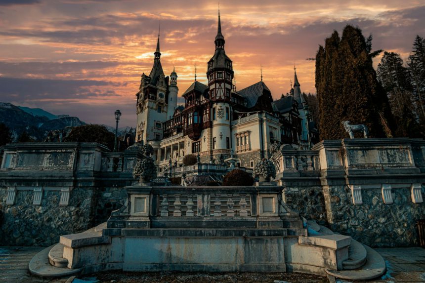 Beautiful view of the Peles Castle in Sinaia, Romania